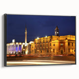 Black and white framed canvas featuring a vintage landscape of Albania, ideal for bedroom wall decor.
