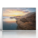 Framed acrylic print featuring a minimalist European Bulgarian landscape in muted earth tones.