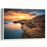 Vintage poster art of a Bulgarian scenery in colorful hues on a large framed canvas, ideal for living room decor.