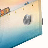 Acrylic glass print of a large abstract depiction of a Croatian landscape in muted earth tones, ideal for dining room art.