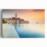 Black and white stretched canvas featuring a panoramic view of a Croatian landscape, ideal for kitchen wall art.