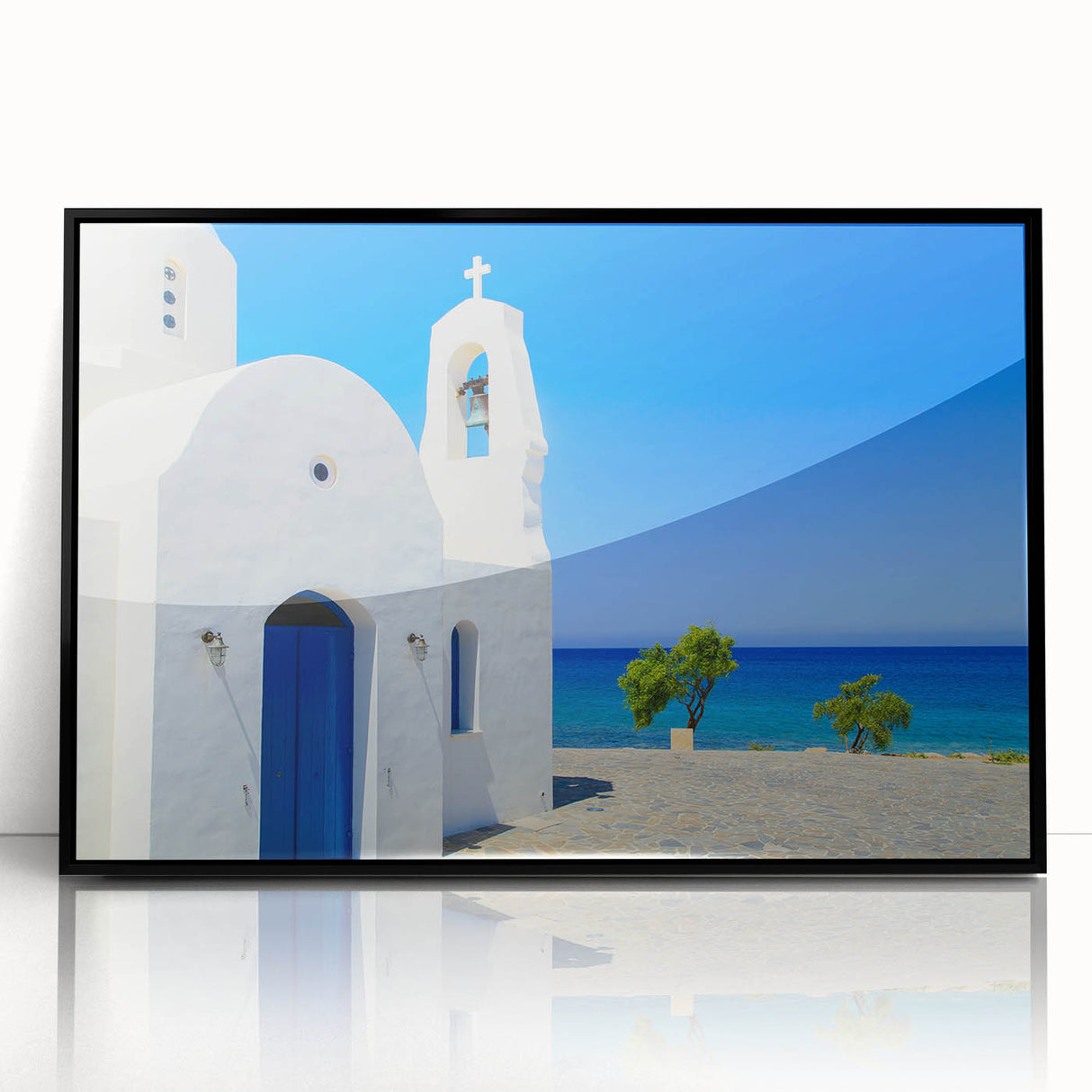 Large abstract wall art depicting a European Cyprus landscape in muted earth tones on framed acrylic.