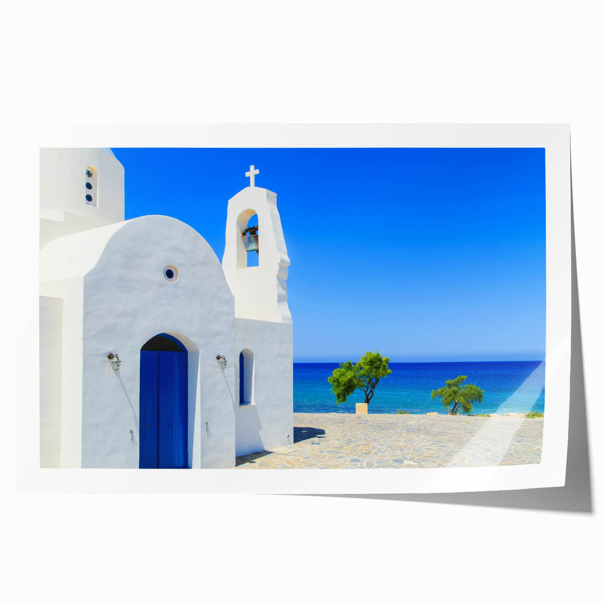 Rolled print of a European Cyprus landscape in soft pastel shades, ideal for art wall dining room.