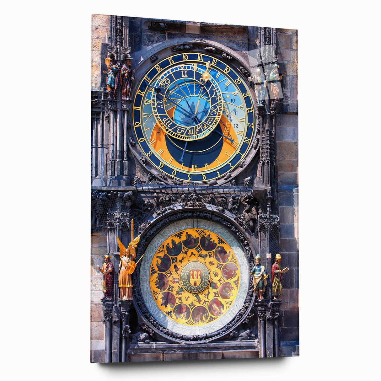 Large acrylic print of Prague scenery in muted earth tones, suitable for bedroom or dining room decor.