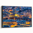 Black and white vintage poster art of Bath, England on framed canvas, suitable for bedroom wall decor.