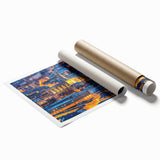Extra large rolled print of Bath, England scenery with floral accents in soft pastel shades.