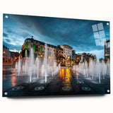 Acrylic print of Piccadilly, England scene in muted colors, ideal for dining room or bedroom wall decor.