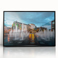 Large abstract wall art of Piccadilly, England in muted gray and black tones on a framed acrylic.