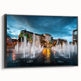Black and white vintage poster art of Piccadilly, England on framed canvas, suitable for bedroom wall decor.
