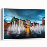 Framed vintage poster art of Piccadilly, England in vibrant colors on a large canvas, suitable for living room decor.