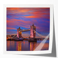 Extra large wall art of Tower Bridge in muted gray tones on rolled canvas, ideal for art wall dining room.