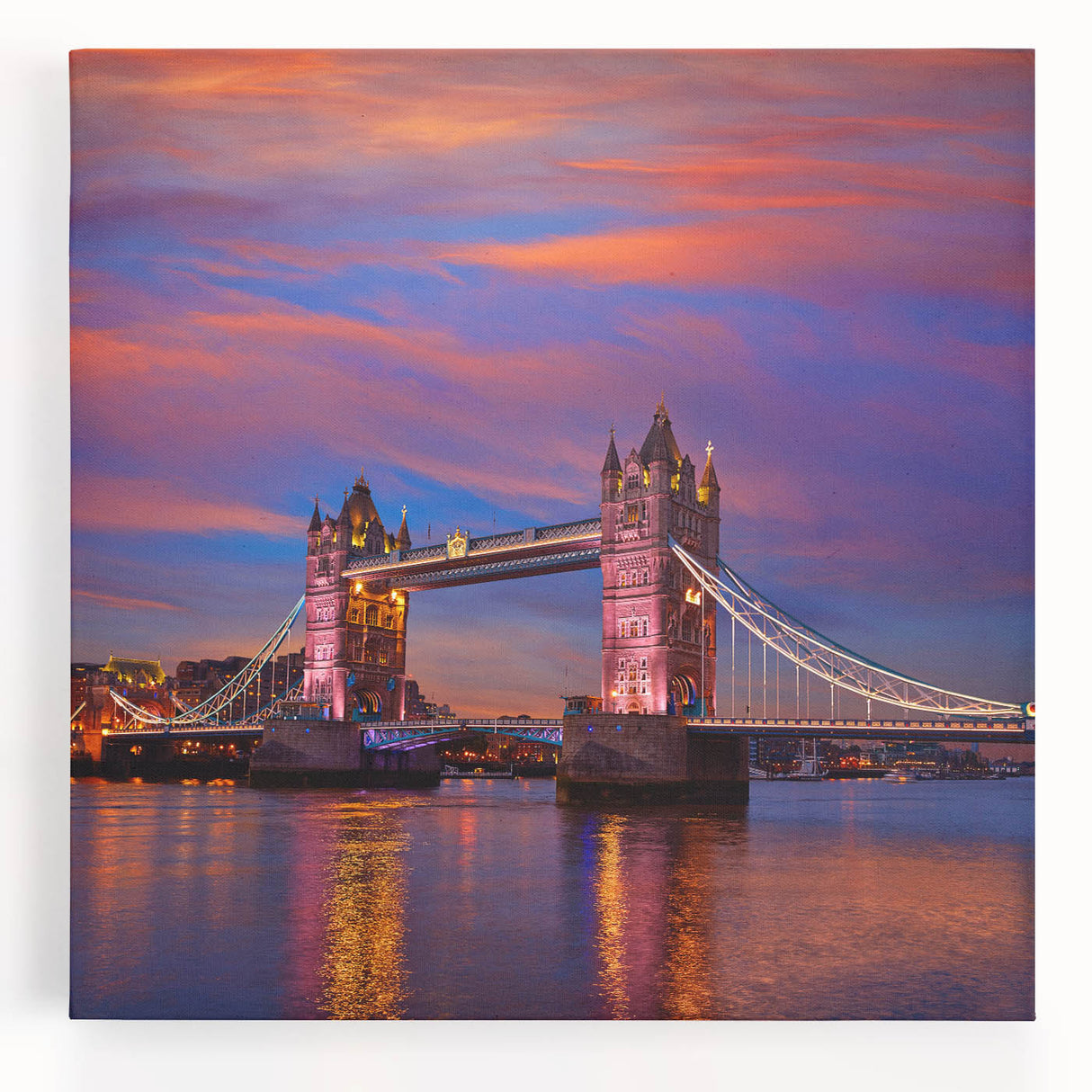 Black and white photo of Tower Bridge on stretched canvas, suited for kitchen wall art or bedroom decor.