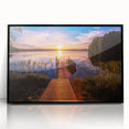 Large abstract wall art depicting a serene Finnish landscape in muted earth tones, framed in black acrylic.