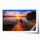 Scenic Finland landscape rolled print featuring a tranquil lake with muted blue and green tones.