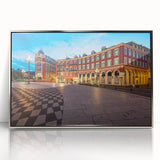 Large art print of Nice, France scenery in muted colors, framed in silver acrylic, suitable for modern art wall decor.