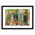 Extra large abstract art print of a colorful, textured French scenery in a black frame, ideal for living room decor.