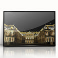 Large abstract wall art depicting the Versailles scenery in muted earth tones, framed in black acrylic.