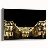 Landscape art painting of Versailles gardens on a framed canvas, featuring vibrant green tones and a vintage poster style.
