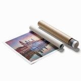 Extra large rolled print depicting a serene Bavarian landscape with soft floral elements.