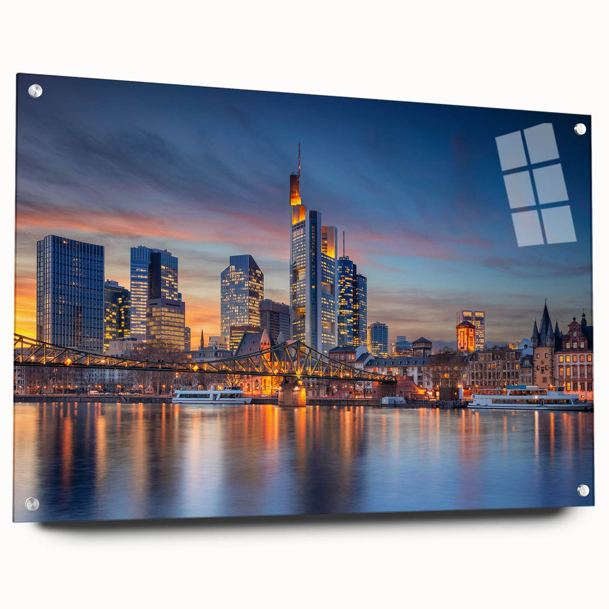 Acrylic print of a European scenery in Germany, featuring muted green and earth tones, ideal for dining room decor.