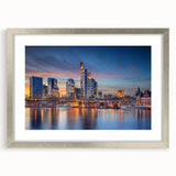 Extra large abstract art print depicting a textured European scenery in muted earth tones, framed in silver.