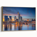 Framed canvas depicting a vintage-style German landscape in muted gold and black tones, ideal for bedroom wall art.