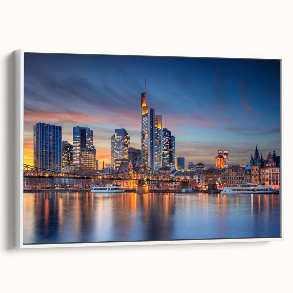 Vintage poster art of a scenic German landscape on extra large framed canvas.