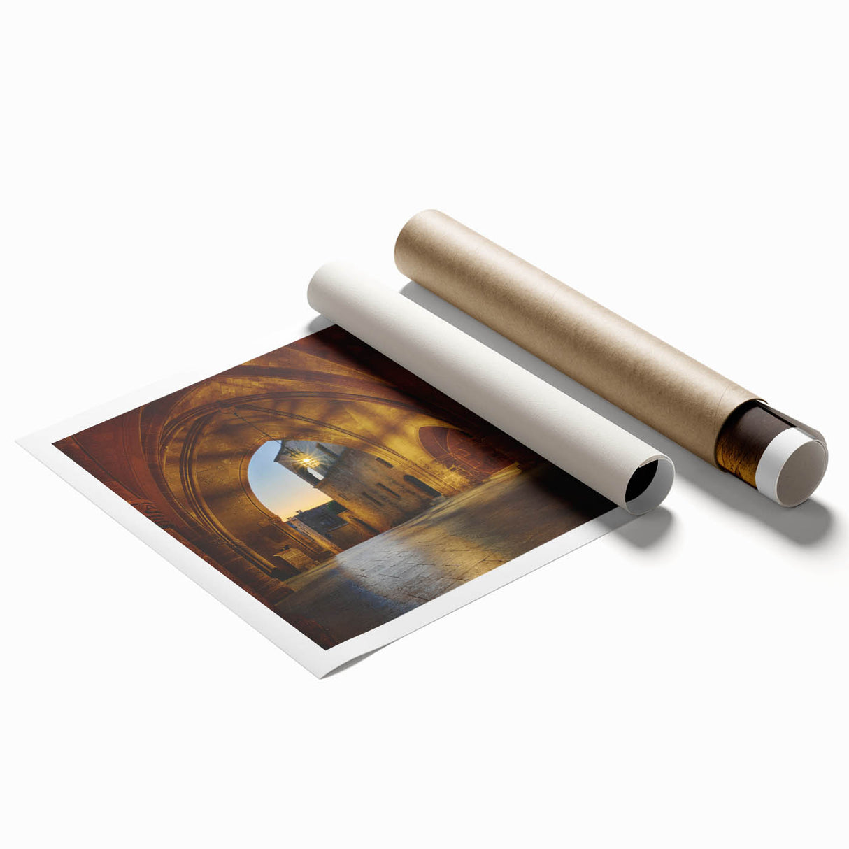 Extra large rolled print of Rhodes, Greece scenery with vibrant floral art, ideal for classy bathroom wall art.