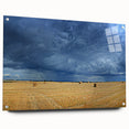 Acrylic print of a European cityscape in muted blues and grays, ideal for dining room decor.