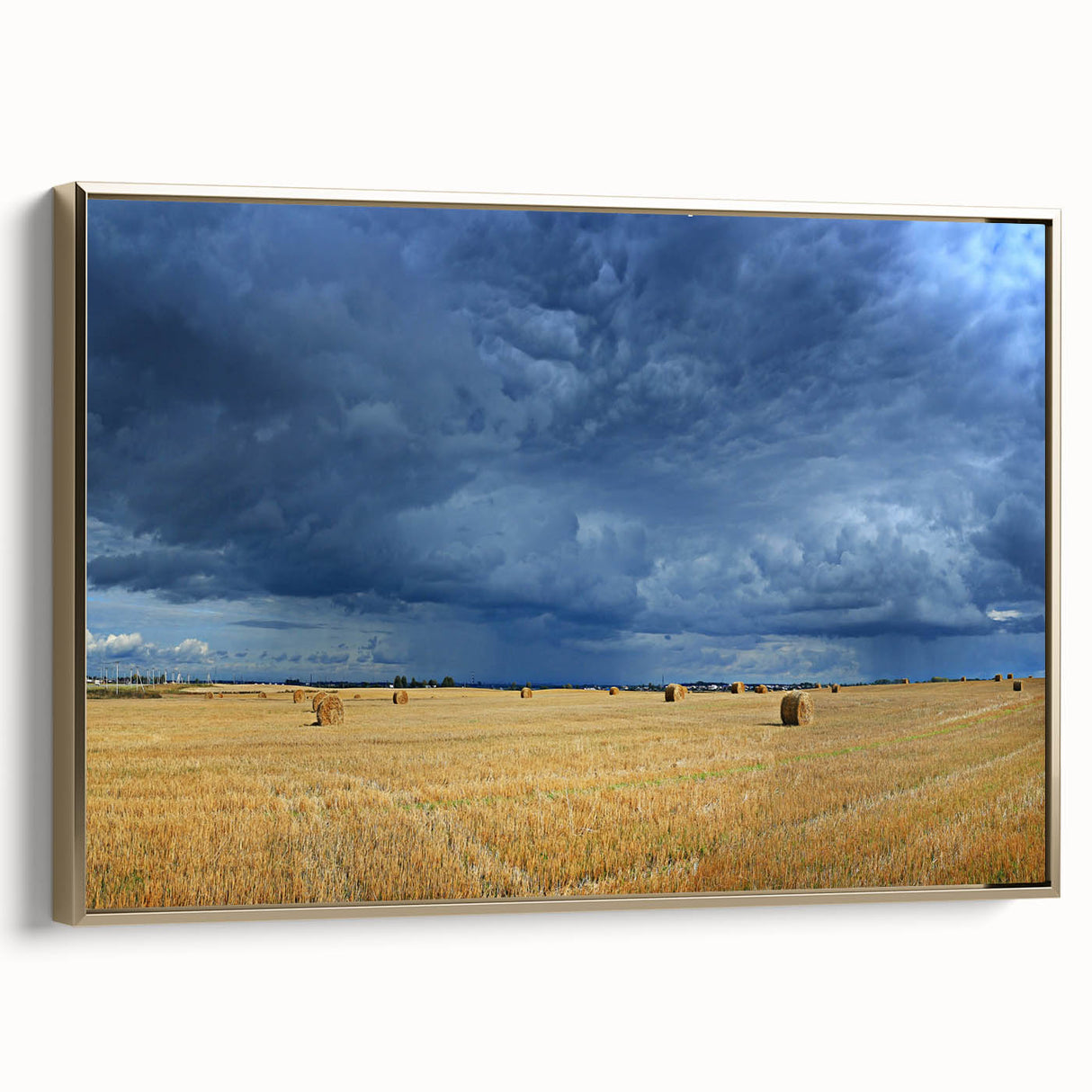 Framed canvas featuring a vintage-style landscape painting of a Hungarian scenery, ideal for bedroom wall art.
