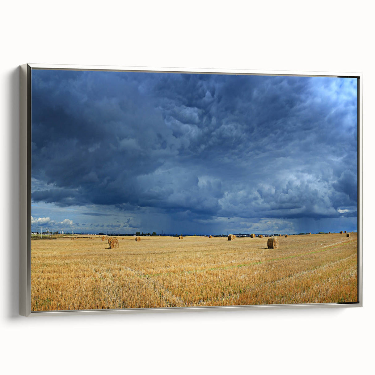 Framed canvas landscape art paintings featuring a vintage Hungarian scenery in colorful tones.