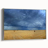 Framed canvas landscape art paintings featuring a vintage Hungarian scenery in colorful tones.
