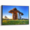 Black and white landscape art painting of a serene Irish countryside on framed canvas, ideal for bedroom wall decor.