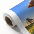 Art deco style poster of a serene Irish landscape on rolled canvas, ideal for nursery wall art or dining room ambiance.