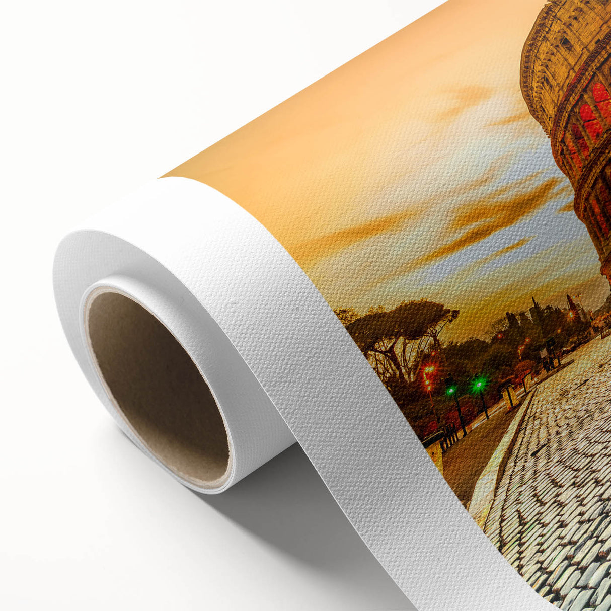 Art deco poster of the Colosseum in muted sepia tones, ideal for nursery wall art or dining room ambiance.