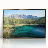 Framed acrylic print of the Dolomites in Italy, featuring muted earth tones, ideal for modern art wall decor.