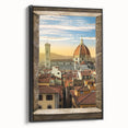 Black and white framed canvas of Florence landscape in vintage style, ideal for bedroom wall art.