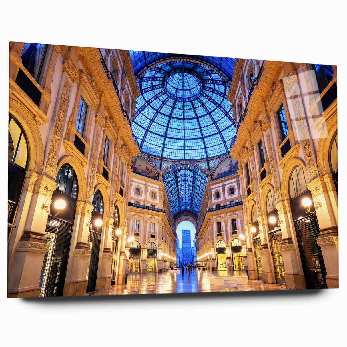Large abstract depiction of Milan on acrylic glass, featuring muted earth tones, ideal for bedroom or dining room art.