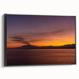 Black and white framed canvas of Mount Etna landscape, ideal for bedroom wall art in a vintage poster style.