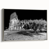Landscape art painting of Rome on framed canvas, featuring vintage poster style in colorful and black tones.