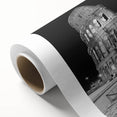 Art Deco poster of Rome scenery on rolled canvas, with pastel shades, ideal for nursery wall art.