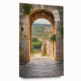 Large abstract wall art of Tuscany landscape on acrylic glass, with muted earth tones.