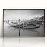 Art deco poster of Venice scenery in gold frame, acrylic print, ideal for modern art wall decor in living spaces.