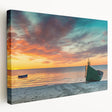 Scenic view of a Latvian landscape on a large stretched canvas, featuring muted earth tones, ideal for kitchen wall art.