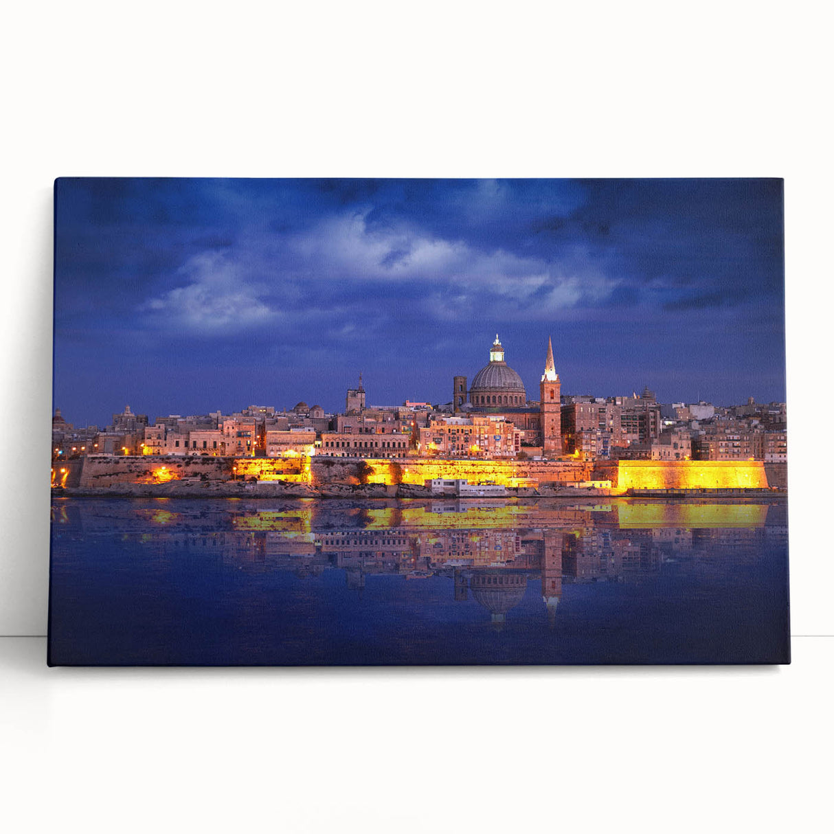 Black and white photograph of a scenic Malta landscape on large stretched canvas, ideal for kitchen wall art.