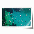 Extra large rolled print depicting a Mediterranean seascape with vibrant blue waters and floral borders.