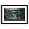 Extra large abstract art print of Amsterdam scenery with vibrant and colorful textures on a black framed canvas.