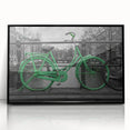 Large abstract wall art of Amsterdam canals in muted gray and blue tones on framed acrylic.