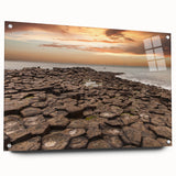Acrylic print of Northern Ireland scenery with muted green and blue tones, ideal for dining room decor.