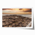 Extra large rolled print of Northern Ireland scenery with floral elements in muted green and blue tones.